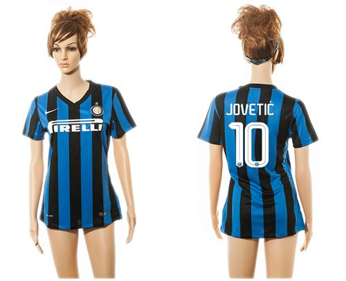 Women's Inter Milan #10 Jovetic Home Soccer Club Jersey