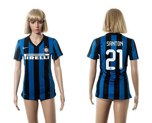 Women's Inter Milan #21 Santon Home Soccer Club Jersey