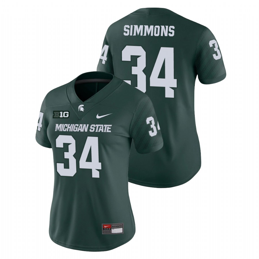 Women's Jersey Michigan State Spartans Green Antjuan Simmons Game College Football Jersey