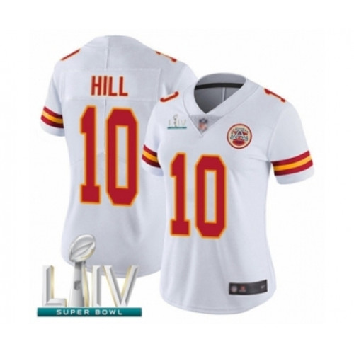 Women's Kansas City Chiefs #10 Tyreek Hill White Vapor Untouchable Limited Player Super Bowl LIV Bound Football Jersey