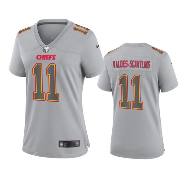 Women's Kansas City Chiefs #11 Marquez Valdes-Scantling Gray Atmosphere Fashion Game Jersey