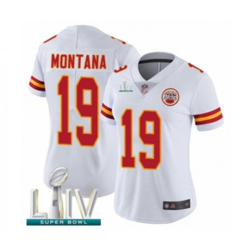Women's Kansas City Chiefs #19 Joe Montana White Vapor Untouchable Limited Player Super Bowl LIV Bound Football Jersey