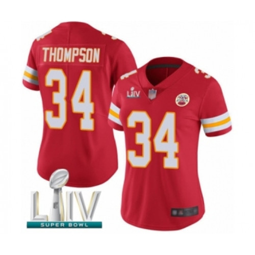 Women's Kansas City Chiefs #34 Darwin Thompson Red Team Color Vapor Untouchable Limited Player Super Bowl LIV Bound Football Jersey