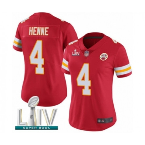 Women's Kansas City Chiefs #4 Chad Henne Red Team Color Vapor Untouchable Limited Player Super Bowl LIV Bound Football Jersey