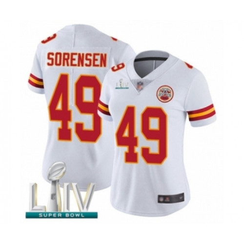 Women's Kansas City Chiefs #49 Daniel Sorensen White Vapor Untouchable Limited Player Super Bowl LIV Bound Football Jersey