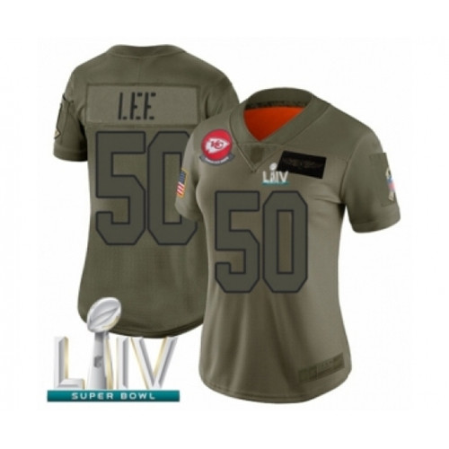 Women's Kansas City Chiefs #50 Darron Lee Limited Olive 2019 Salute to Service Super Bowl LIV Bound Football Jersey