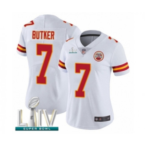 Women's Kansas City Chiefs #7 Harrison Butker White Vapor Untouchable Limited Player Super Bowl LIV Bound Football Jersey