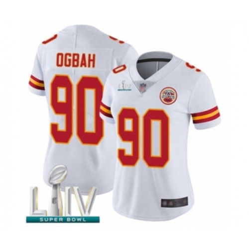 Women's Kansas City Chiefs #90 Emmanuel Ogbah White Vapor Untouchable Limited Player Super Bowl LIV Bound Football Jersey