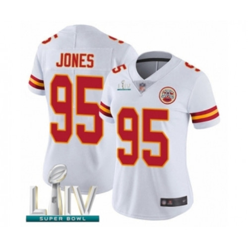 Women's Kansas City Chiefs #95 Chris Jones White Vapor Untouchable Limited Player Super Bowl LIV Bound Football Jersey