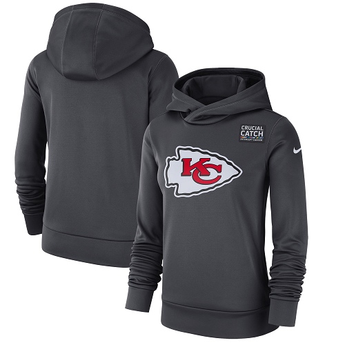 Women's Kansas City Chiefs Nike Anthracite Crucial Catch Performance Pullover Hoodie