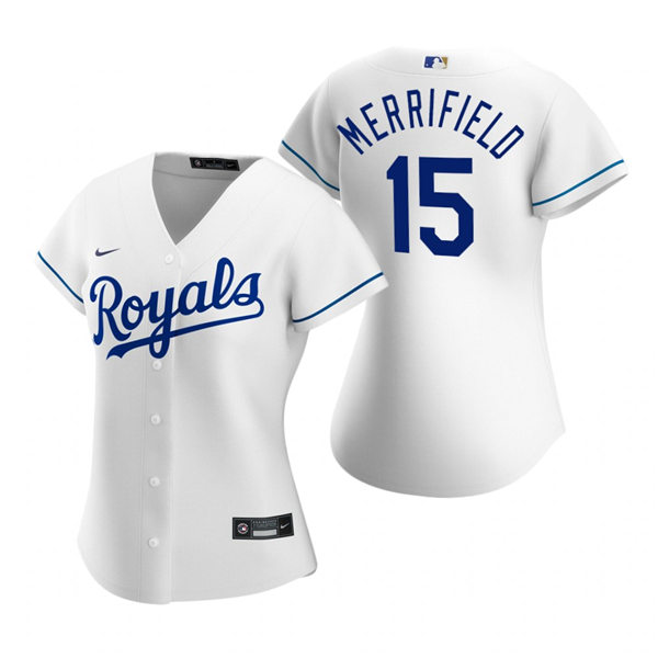 Women's Kansas City Royals #15 Whit Merrifield Nike White Home Jersey