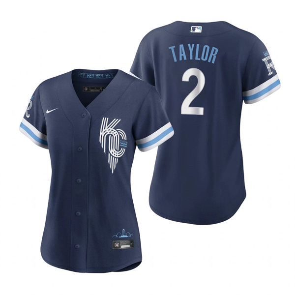 Women's Kansas City Royals #2 Michael A. Taylor Navy 2022 City Connect Replica Jersey