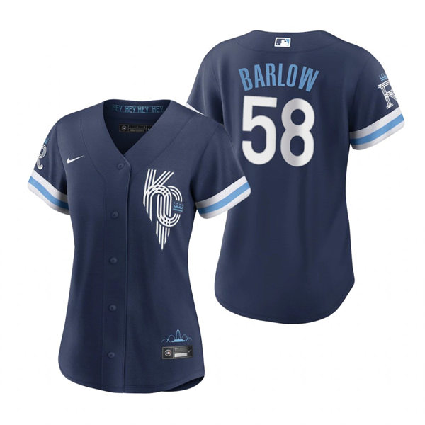 Women's Kansas City Royals #58 Scott Barlow Navy 2022 City Connect Replica Jersey