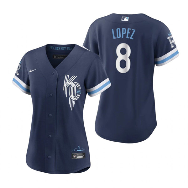 Women's Kansas City Royals #8 Nicky Lopez Navy 2022 City Connect Replica Jersey