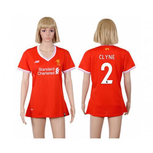 Women's Liverpool #2 Clyne Red Home Soccer Club Jersey