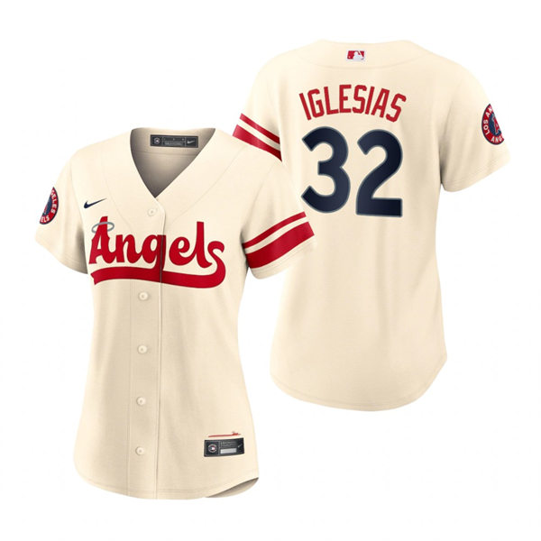 Women's Los Angeles Angels #32 Raisel Iglesias Cream 2022 City Connect Jersey