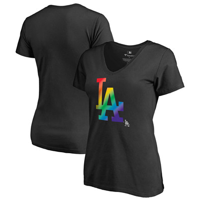 Women's Los Angeles Dodgers Fanatics Branded Pride Black   T-Shirt
