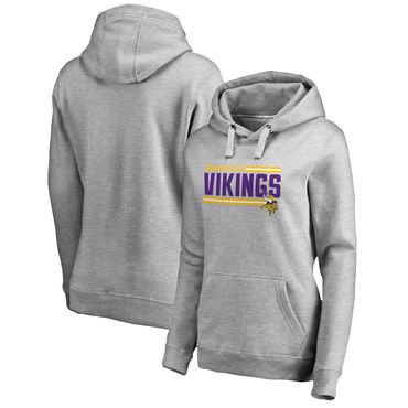 Women's Minnesota Vikings NFL Pro Line By Fanatics Branded Ash Iconic Collection On Side Stripe Pullover Hoodie