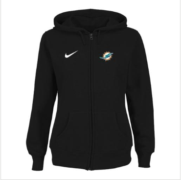 Women's NEW Miami Dolphins Ladies Tailgater Full Zip Hoodie Black