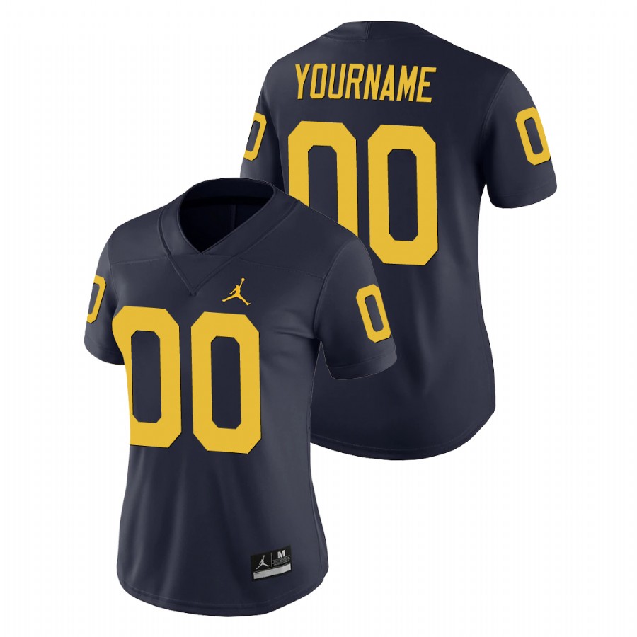 Women's Navy Michigan Wolverines Custom Game College Football Jersey 
