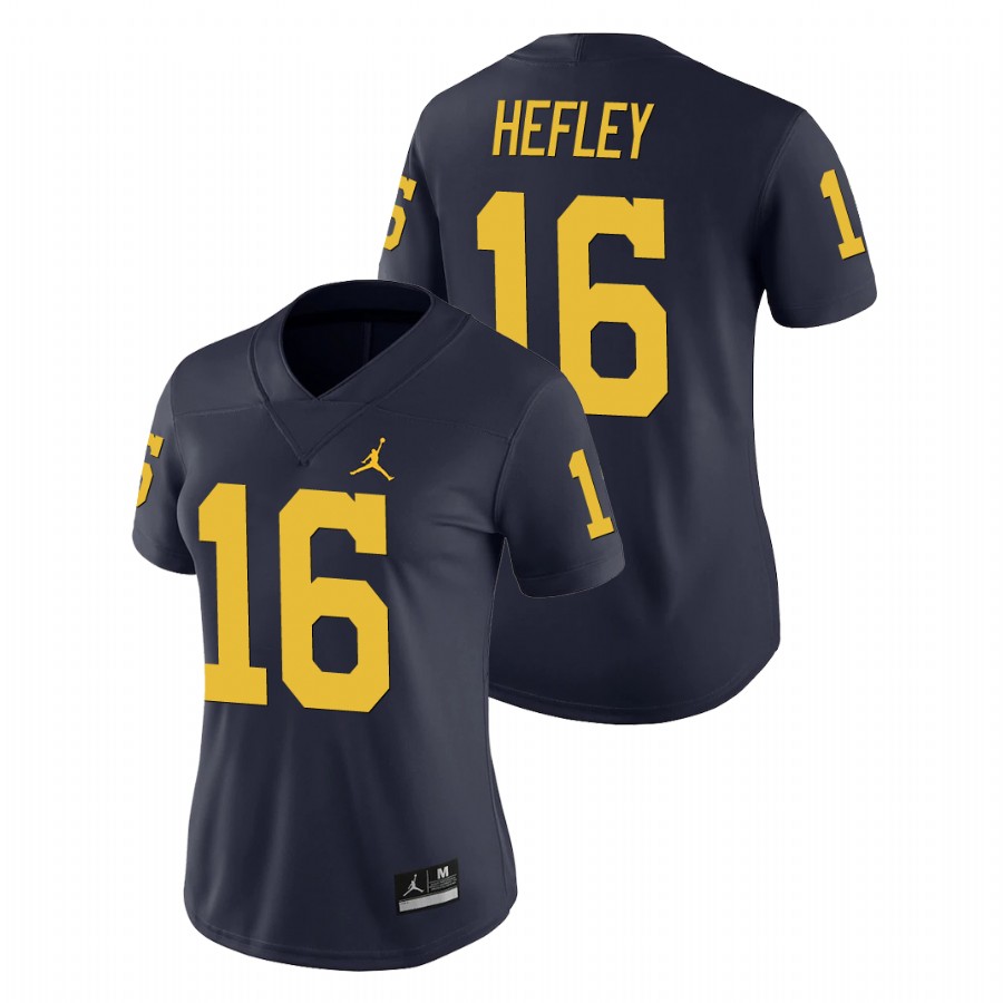 Women's Navy Michigan Wolverines Ren Hefley Game College Football Jersey