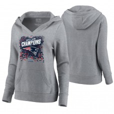 Women's New England Patriots Heather Gray Super Bowl LIII Champions Trophy Locker Room Hoodie