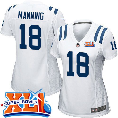 Women's Nike Colts #18 Peyton Manning White Super Bowl XLI  Stitched NFL Elite Jersey