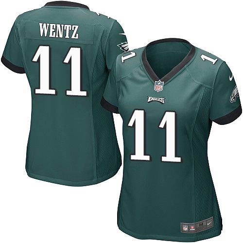 Women's Nike Eagles #11 Carson Wentz Midnight Green Team Color Stitched NFL New Elite Jersey