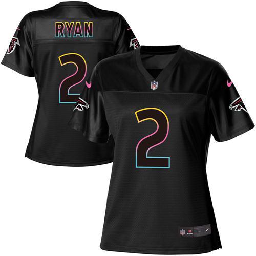 Women's Nike Falcons #2 Matt Ryan Black NFL Fashion Game Jersey
