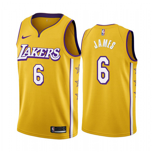 Women's Nike Lakers #6 Lebron James Women's Unveil 2019-20 City Edition Swingman NBA Jersey Yellow