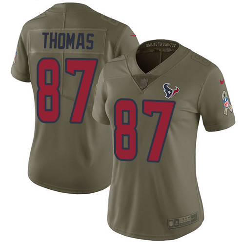 Women's Nike Texans #87 Demaryius Thomas Olive Women's Stitched NFL Limited 2017 Salute to Service Jersey