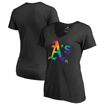Women's Oakland Athletics Fanatics Branded Pride Black T-Shirt