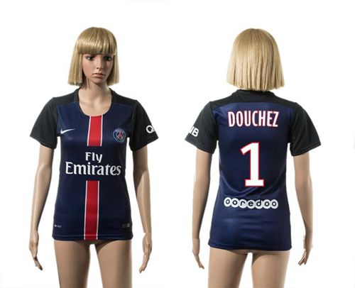 Women's Paris Saint-Germain #1 Douchez Home Soccer Club Jersey