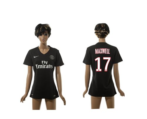 Women's Paris Saint-Germain #17 Maxwell Black Soccer Club Jersey