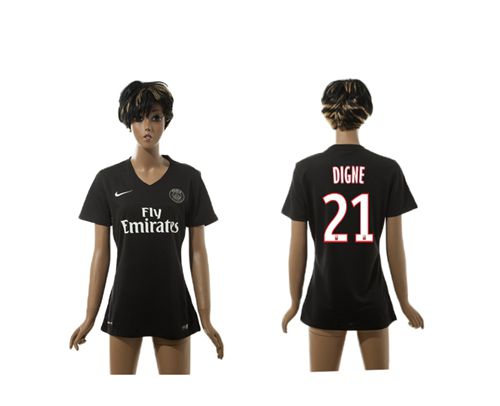 Women's Paris Saint-Germain #21 Digne Black Soccer Club Jersey