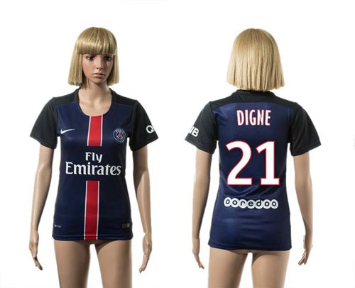 Women's Paris Saint-Germain #21 Digne Home Soccer Club Jersey
