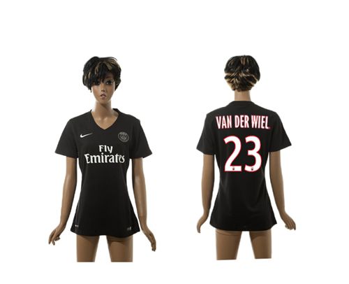 Women's Paris Saint-Germain #23 Van Der Wiel Black Soccer Club Jersey