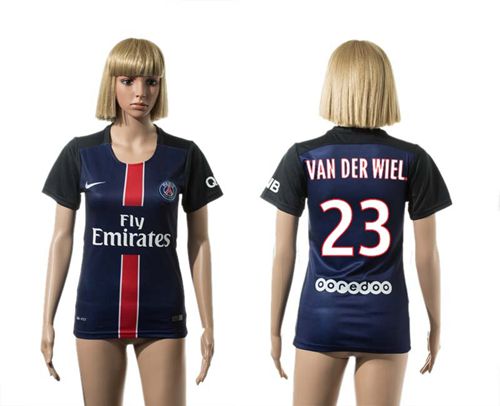 Women's Paris Saint-Germain #23 Van Der Wiel Home Soccer Club Jersey