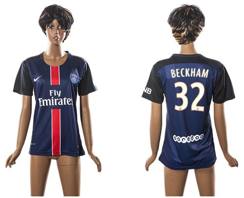 Women's Paris Saint-Germain #32 Beckham Home Soccer Club Jersey