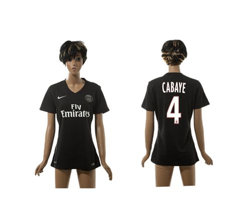 Women's Paris Saint-Germain #4 Cabaye Black Soccer Club Jersey
