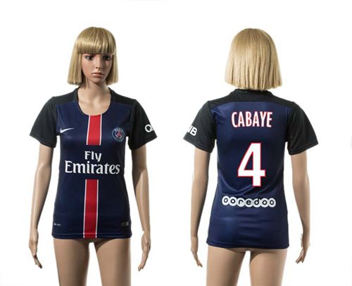 Women's Paris Saint-Germain #4 Cabaye Home Soccer Club Jersey