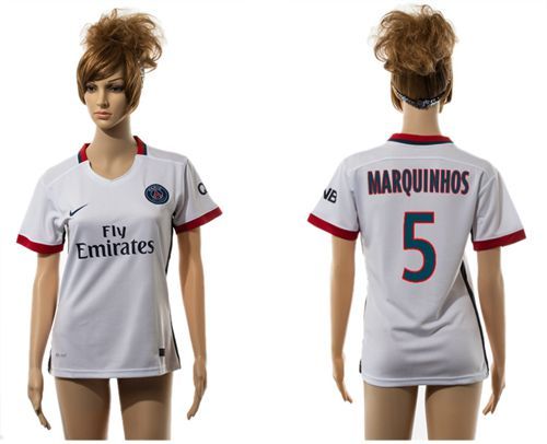 Women's Paris Saint-Germain #5 Marquinhos Away Soccer Club Jersey