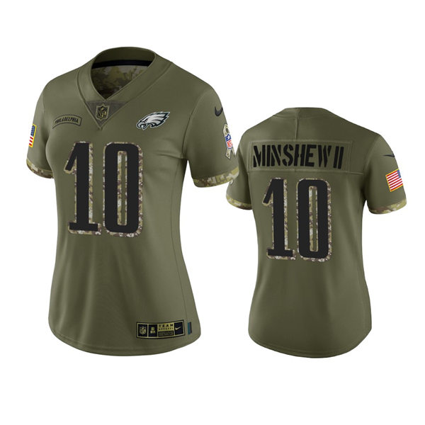 Women's Philadelphia Eagles #10 Gardner Minshew II Olive 2022 Salute To Service Limited Jersey