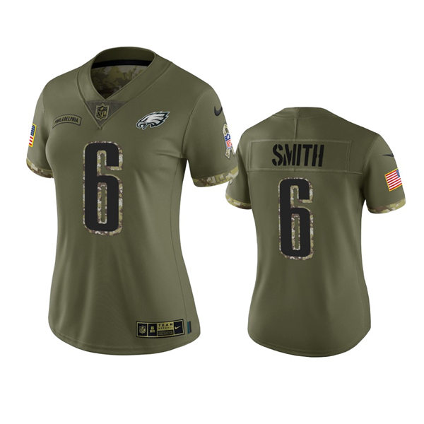 Women's Philadelphia Eagles #6 DeVonta Smith Olive 2022 Salute To Service Limited Jersey