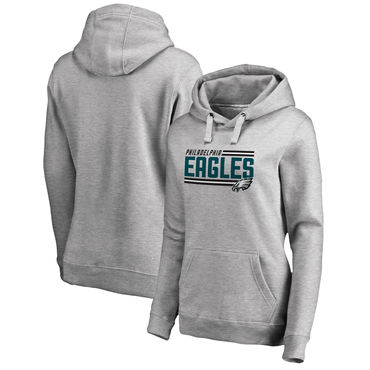 Women's Philadelphia Eagles NFL Pro Line By Fanatics Branded Ash Iconic Collection On Side Stripe Pullover Hoodie