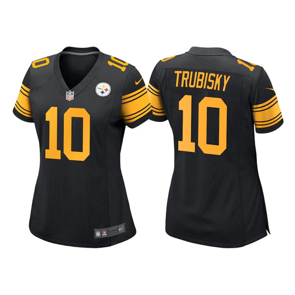 Women's Pittsburgh Steelers #10 Mitchell Trubisky Nike Black Color Rush Jersey