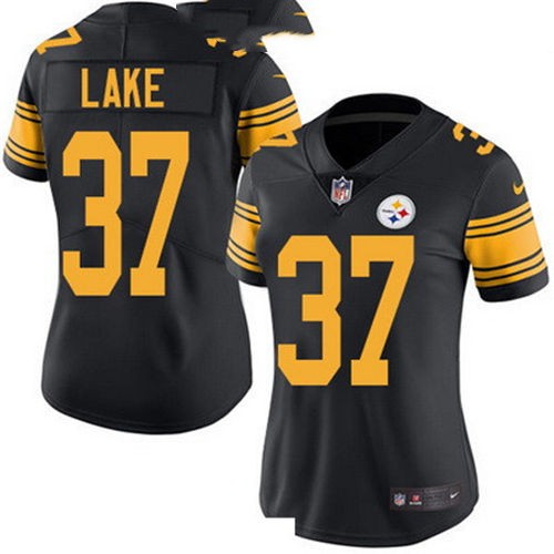 Women's Pittsburgh Steelers #37 Carnell Lake Black 2016 Color Rush Stitched NFL Nike Limited Jersey