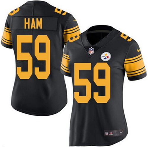 Women's Pittsburgh Steelers #59 Jack Ham Black 2016 Color Rush Stitched NFL Nike Limited Jersey
