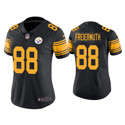 Women's Pittsburgh Steelers #88 Pat Freiermuth Rush Limited Black Jersey