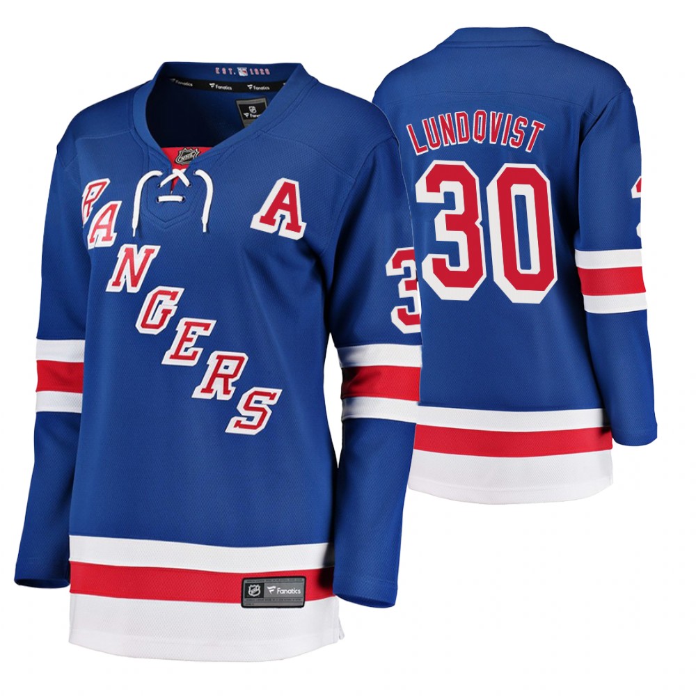 Women's Rangers #30 Henrik Lundqvist Fanatics Branded Home Breakaway Jersey Blue